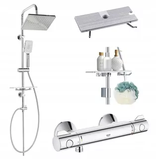 Sprchová batéria Grohe Grohtherm 800 chróm + sprchový set Invena Nyks na omietku